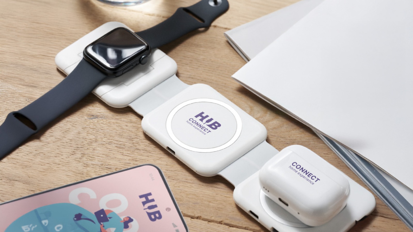 Personalized multi-device wireless charging station for smartphone and watch in an office setting